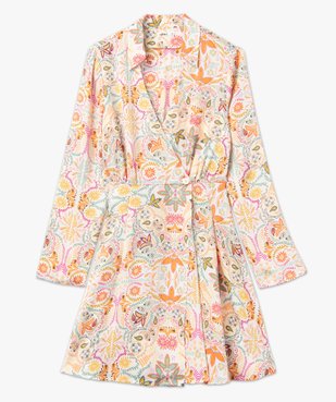 Robe portefeuille à motifs fleuris femme vue4 - GEMO(FEMME PAP) - GEMO