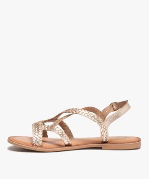 Sandales femme plates à brides tressées en cuir - Tanéo vue3 - TANEO - GEMO