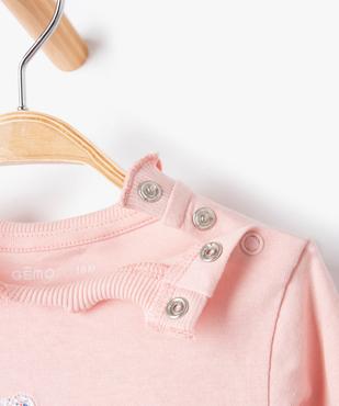 Tee-Shirt bébé fille avec inscription brodée et col froncé vue2 - GEMO(BEBE DEBT) - GEMO