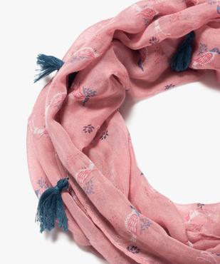 Foulard fille snood imprimé oiseaux et pompons vue2 - GEMO 4G FILLE - GEMO