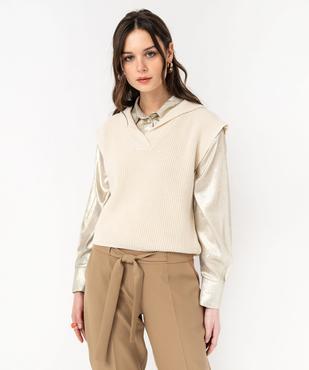 Pull sans manches avec grand col femme vue1 - GEMO(FEMME PAP) - GEMO