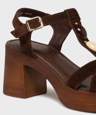 Sandales en cuir à talon large et patin épais femme - Tanéo vue6 - TANEO - GEMO