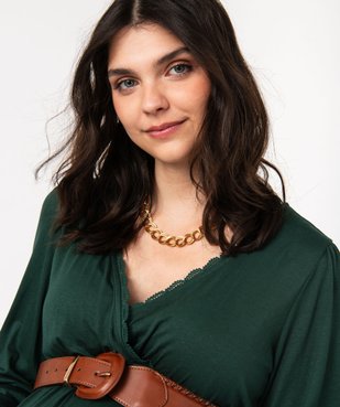 Robe de grossesse manches longues à col cache-cœur en jersey femme vue2 - GEMO (MATER) - GEMO
