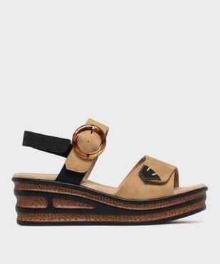 Sandales compensées à brides scratch femme - Valentina Baldano vue2 - EMILIA ROSA - GEMO