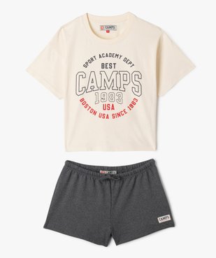 Pyjashort bicolore en coton fille - Camps United vue1 - CAMPS - GEMO