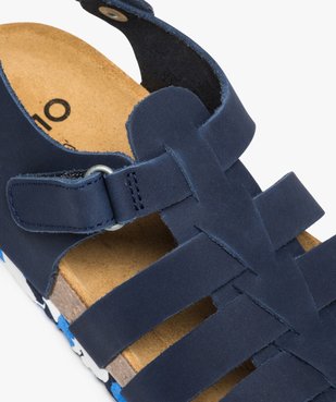 Sandales garçon à multiples brides en cuir et semelle liège vue6 - GEMO (ENFANT) - GEMO