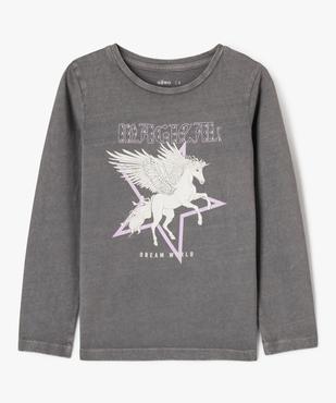 Tee-shirt manches longues imprimé à strass fille vue2 - GEMO (ENFANT) - GEMO