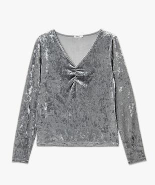 Tee-shirt manches longues en velours col V femme vue4 - GEMO(FEMME PAP) - GEMO