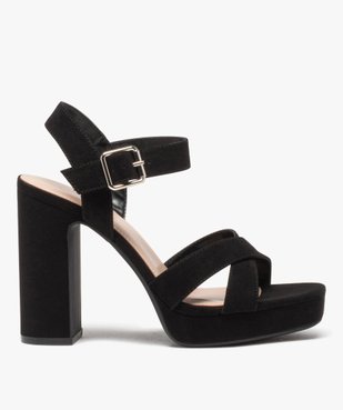 Sandales femme à talon unies en suédine à brides croisées vue2 - FOLLOW ME - GEMO