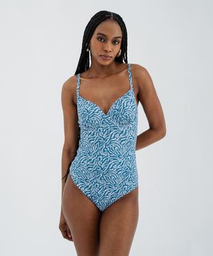 Maillot de bain une pièce imprimé en maille gaufrée vue1 - GEMO (PLAGE) - GEMO