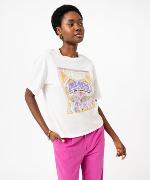 Tee-shirt à manches courtes avec motif hippie femme vue5 - GEMO 4G FEMME - GEMO
