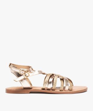Sandales femme à fines brides métallisées en cuir - Tanéo vue1 - TANEO - GEMO