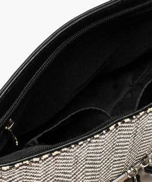 Sac bandoulière effet raphia à zips décoratifs vue3 - GEMO (ACCESS) - GEMO