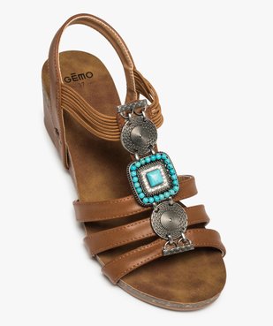 Sandales femme à talon dessus uni orné de perles et métal vue5 - GEMO(URBAIN) - GEMO