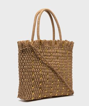 Sac cabas en paille de papier tressé et doré femme vue2 - GEMO (ACCESS) - GEMO