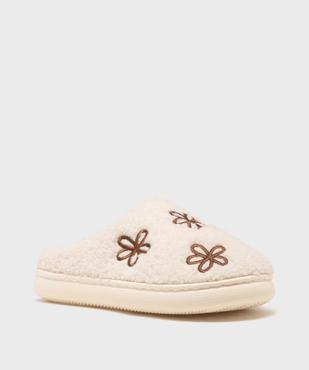 Chaussons mules en maille bouclette avec motifs fleuris femme vue2 - GEMO(HOMWR FEM) - GEMO