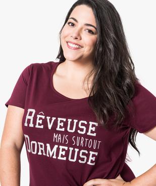 Chemise de nuit à manches courtes avec motifs femme grande taille vue2 - GEMO 4G FEMME - GEMO