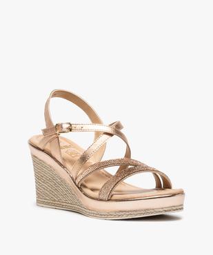 Sandales femme à talon compensé et strass vue2 - GEMO(URBAIN) - GEMO