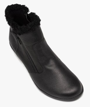 Boots fourrés femme unies à talon compensé et à double zip vue5 - GEMO (CONFORT) - GEMO