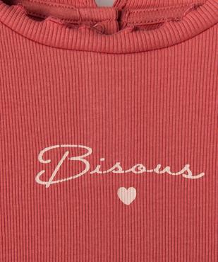 Tee-shirt manches longues à motif brodé et finitions froncées bébé fille vue2 - GEMO 4G BEBE - GEMO
