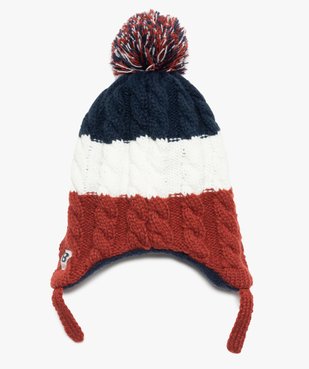 Bonnet bébé garçon à pompon et doublure chaude vue1 - GEMO(BEBE DEBT) - GEMO