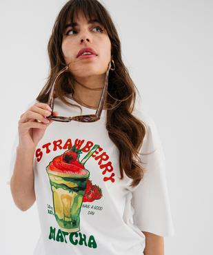 Tee-shirt manches courtes en jersey de coton imprimé femme vue2 - GEMO(FEMME PAP) - GEMO