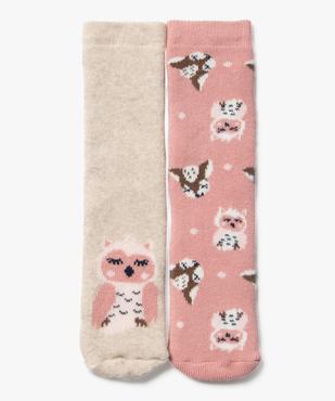 Chaussettes d’intérieur antidérapantes à motifs chouettes fille (lot de 2) vue1 - GEMO 4G BEBE - GEMO