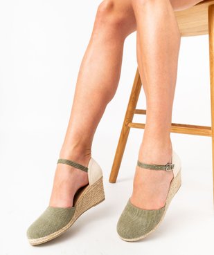 Sandales compensées dessus textile pailleté femme  vue1 - GEMO(URBAIN) - GEMO