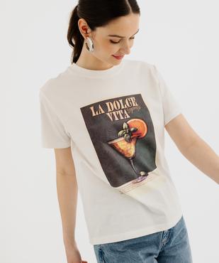Tee-shirt manches courtes imprimé femme vue4 - GEMO 4G FEMME - GEMO