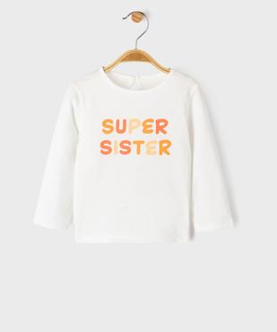 Tee-shirt manches longues à message bébé fille vue1 - GEMO 4G BEBE - GEMO