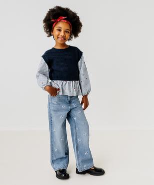Pull avec manches et volants en coton effet 2 en 1 fille vue5 - GEMO (ENFANT) - GEMO