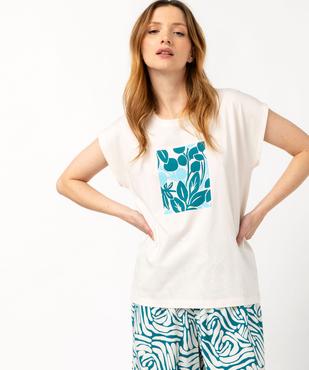 Haut de pyjama à manches ultra courtes avec motif fleuri femme vue1 - GEMO 4G FEMME - GEMO
