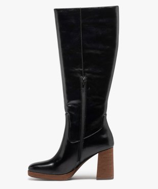 Bottes femme unies à talon haut et à bout carré vue3 - GEMO(URBAIN) - GEMO
