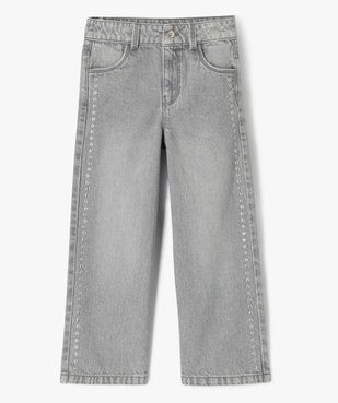Jean wide leg à clous argentés et taille ajustable fille vue2 - GEMO (ENFANT) - GEMO