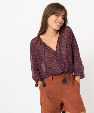 Blouse femme imprimée en voile vue1 - GEMO(FEMME PAP) - GEMO