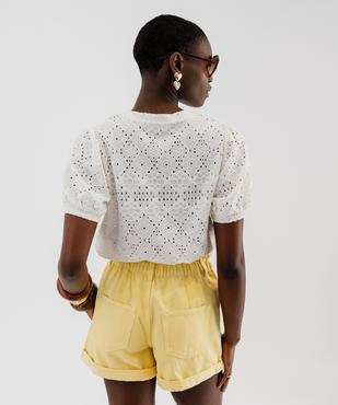 Tee-shirt à manches courtes en maille ajourée femme vue3 - GEMO 4G FEMME - GEMO