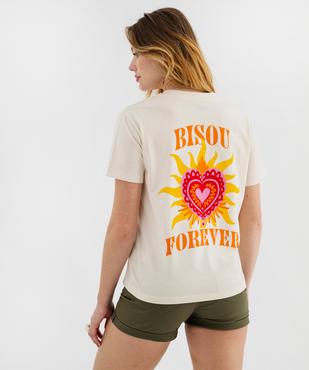 Tee-shirt manches courtes en jersey de coton imprimé devant et dos femme vue3 - GEMO 4G FEMME - GEMO