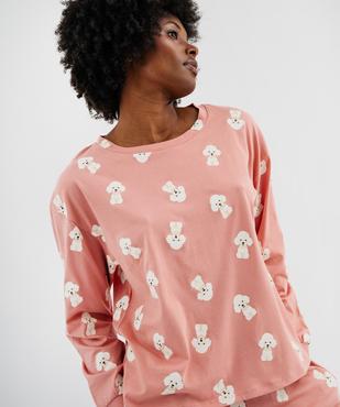 Pyjama en jersey de coton imprimé caniches femme vue4 - GEMO 4G FEMME - GEMO