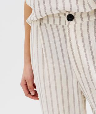 Pantalon large à rayures en viscose et lin femme vue2 - GEMO 4G FEMME - GEMO