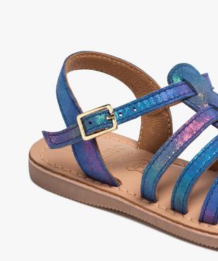Sandales filles à brides multiples en cuir irisé vue6 - GEMO (ENFANT) - GEMO