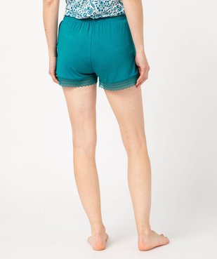 Short de pyjama en maille fluide avec bas en dentelle femme vue3 - GEMO(HOMWR FEM) - GEMO