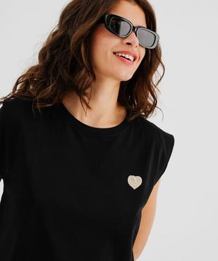 Débardeur femme en jersey de coton à broderie cœur femme vue2 - GEMO(FEMME PAP) - GEMO