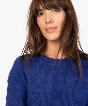 Pull femme en maille duveteuse fantaisie vue2 - GEMO(FEMME PAP) - GEMO