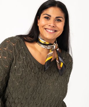 Pull femme grande taille en maille ajourée fantaisie et col V vue5 - GEMO (G TAILLE) - GEMO