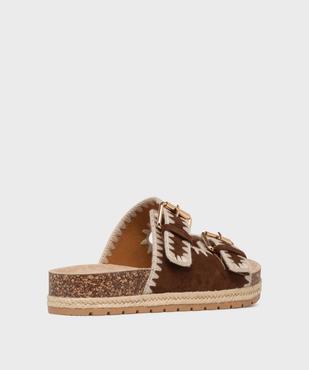 Mules à semelle plateforme et larges brides brodées femme - 5 Miles vue4 - 5 MILES - GEMO