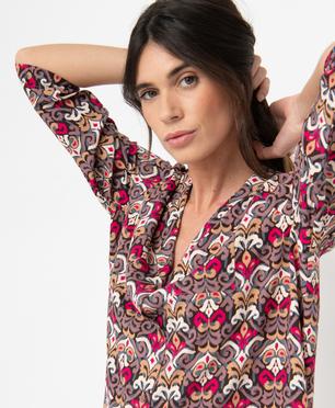 Chemise de nuit femme imprimée forme liquette à manches 3/4 vue2 - GEMO 4G FEMME - GEMO