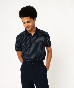 Polo manches courtes en maille piquée à petits motifs homme vue1 - GEMO 4G HOMME - GEMO