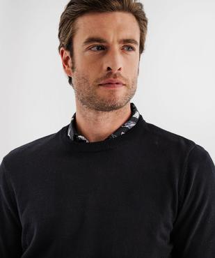 Pull en coton en maille fine à col rond homme  vue2 - GEMO (HOMME) - GEMO