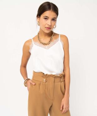 Débardeur femme à fines bretelles et décolleté dentelle vue1 - GEMO 4G FEMME - GEMO