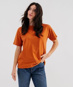 Tee-shirt manches courtes col rond uni en coton femme vue1 - GEMO 4G FEMME - GEMO